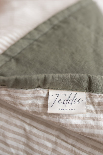 Khaki &amp; Natural Stripe Linen Quilt